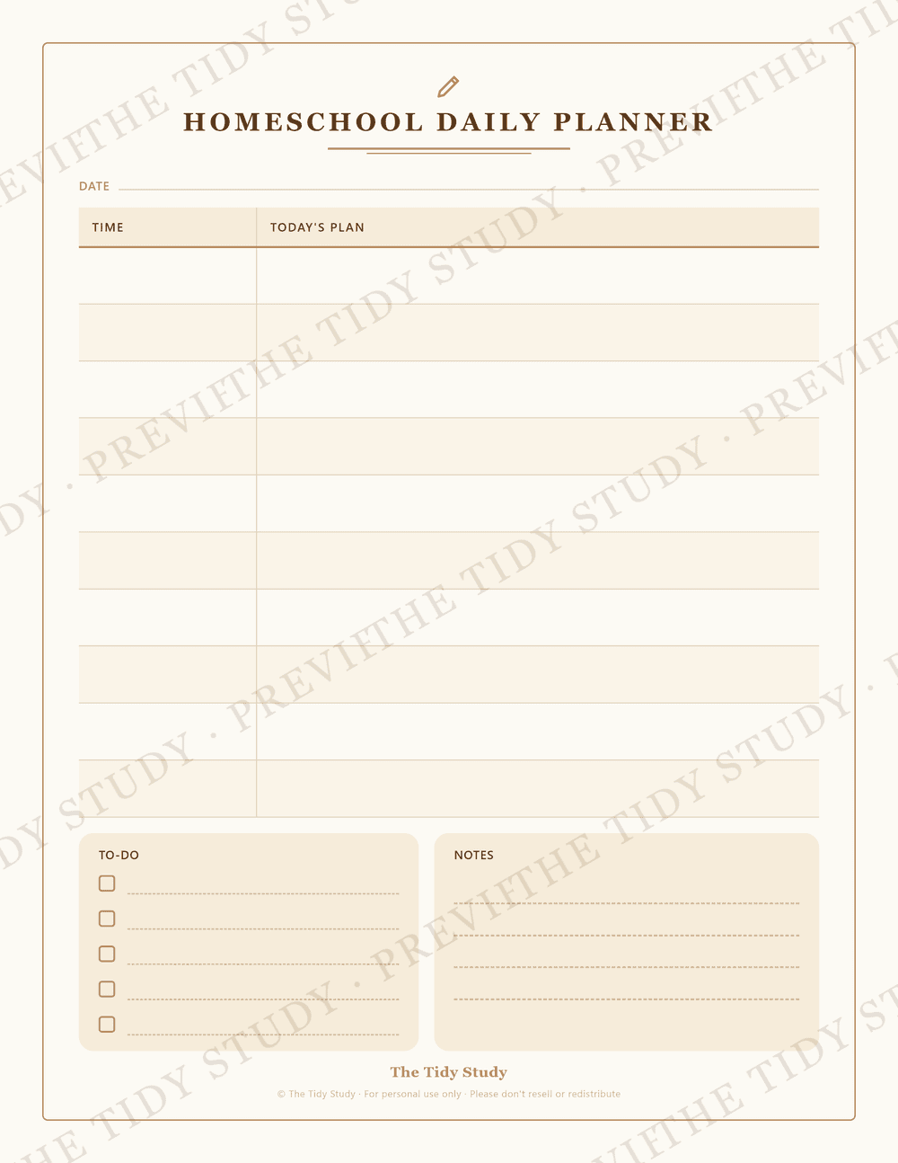 Homeschool Daily Planner